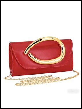 Evening Clutch Purses for Women PU Leather with Detachable Chain Metal Handle